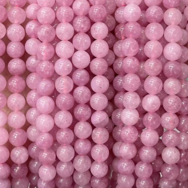 Kalcedon , rund, Lilla, 10 mm. 1 streng