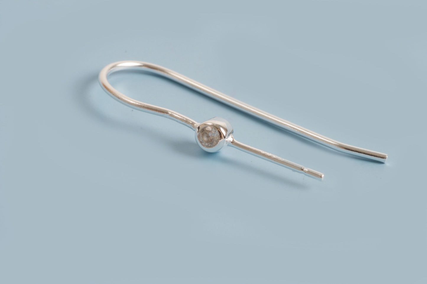 Ørekrog t/anboret m/rhinsten, 26x12 mm, 925s, 1 par