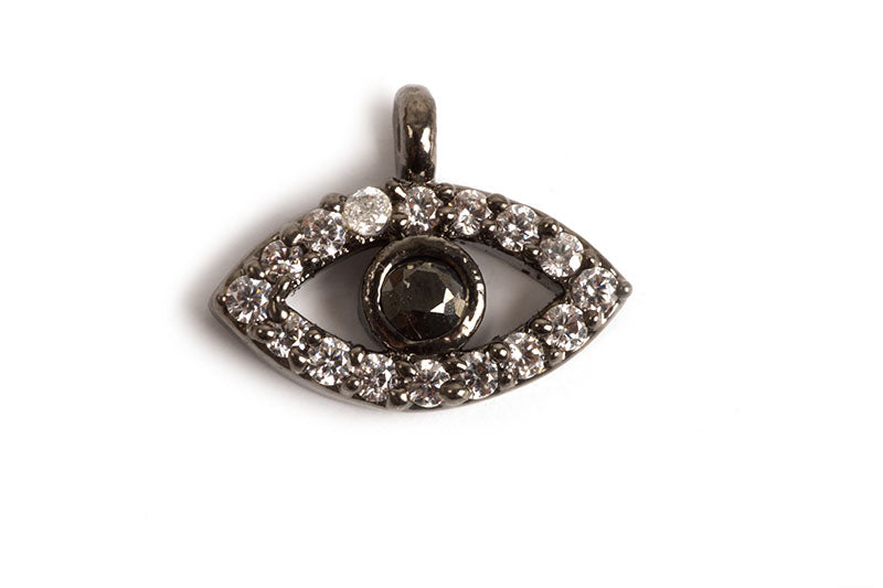 Evil eye m/rhinsten, 8x11x2 mm, PB, 1 stk.
