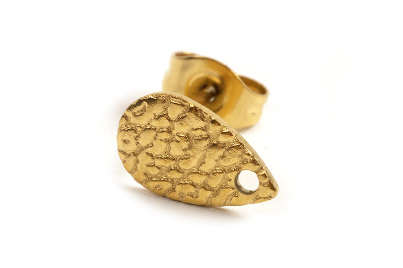 Ørestikker dråbe m/tekstur, 10x6 mm, FG rustfrit stål, vandfast, 1 par