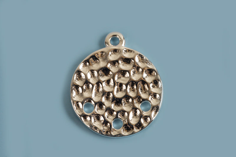 Vedhæng m/banket overflade og 3 huller, ca. 10 mm, 925s, 1 stk.