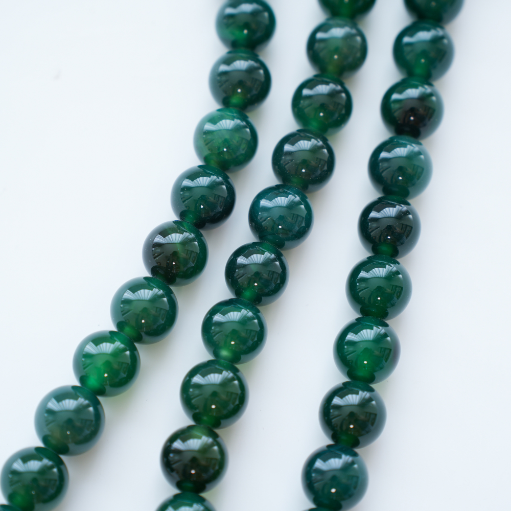 Grøn Chalcedony,12mm rund/37cm,Hel Streng