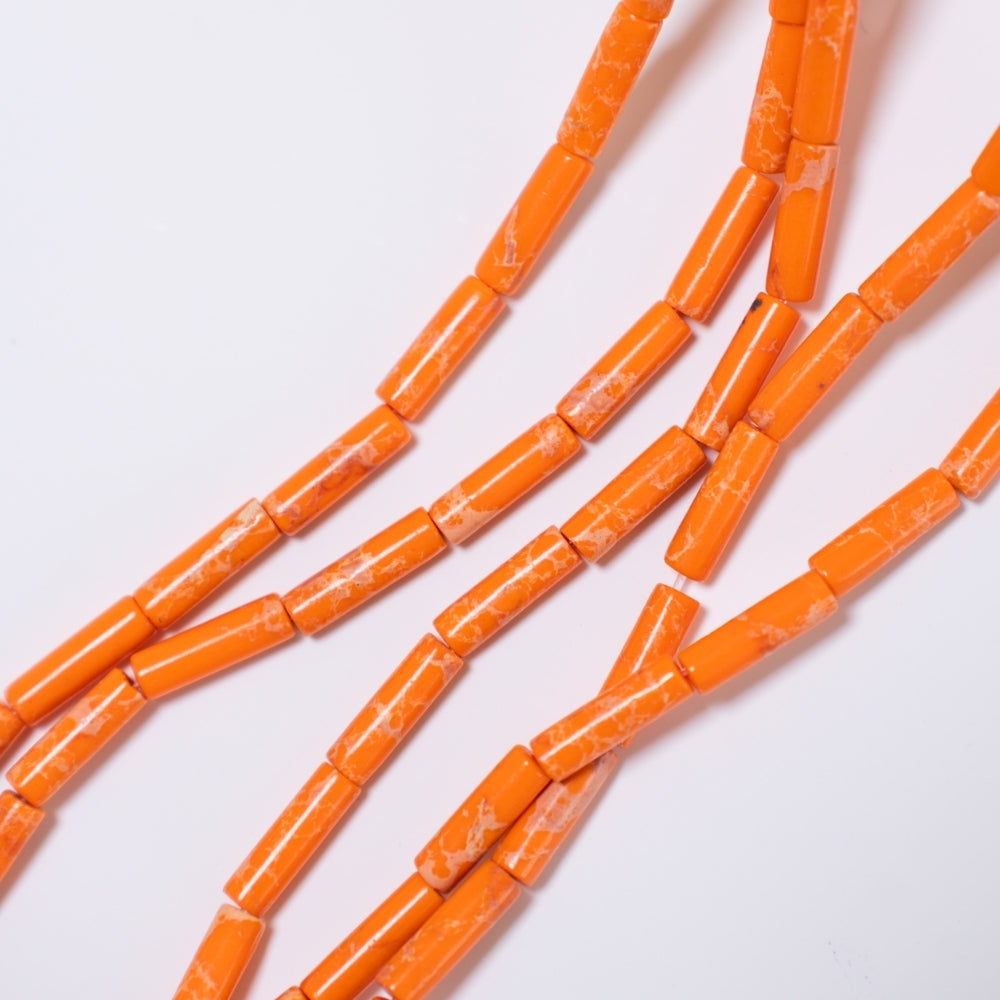 Orange Turkis,4x13mm cylinder formet, hel streng 37cm