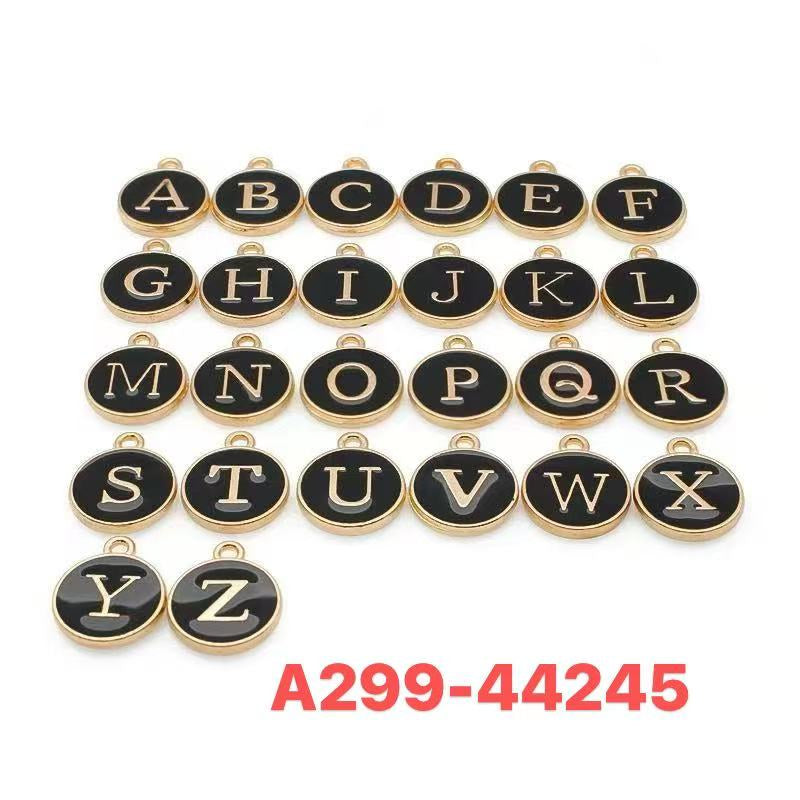 Alfabet, emalje, ca. 14x12x2 mm, FG, sort, 1 sæt