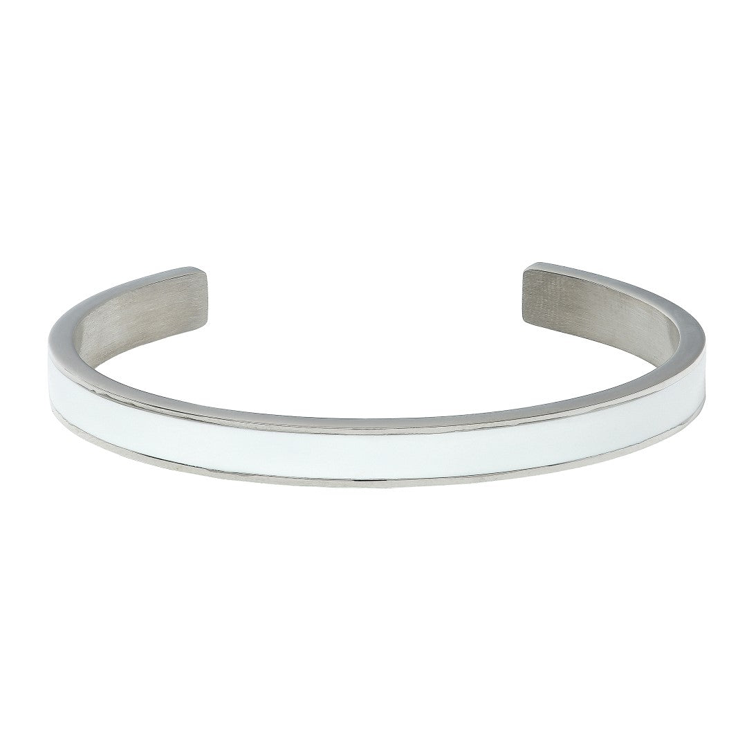 White Enamel Bangle Steel