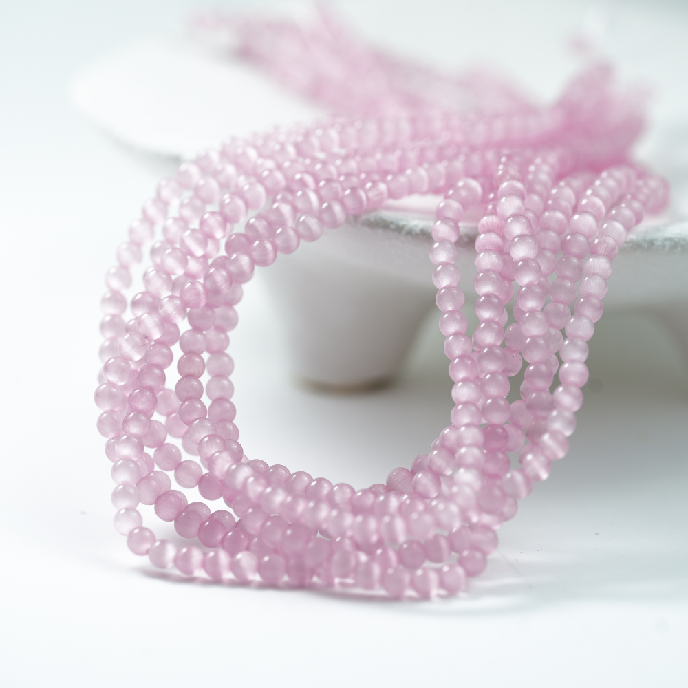 Cat Eye,3mm/37cm,Hel Streng - Lyse Pink 