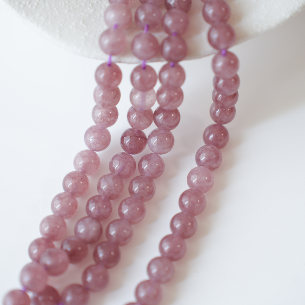 Chalcedony,8mm rund/37cm,hel streng - Lys Lilla
