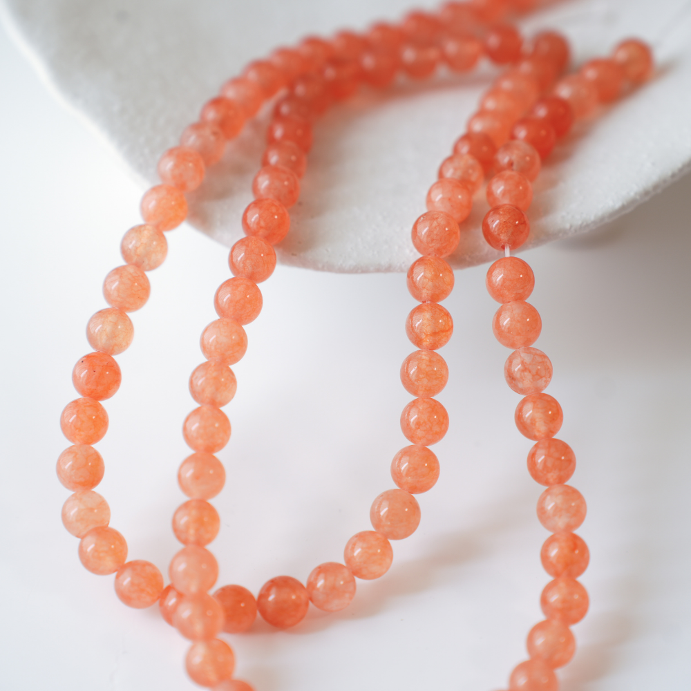 Chalcedony,8mm rund/37cm,hel streng - Orange