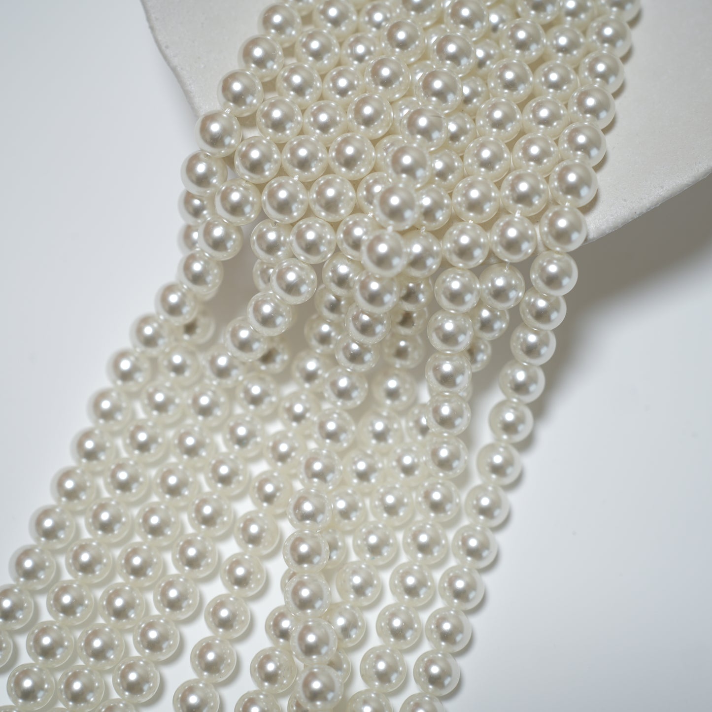 Crystal pearl,10mm rund/40cm, Hel Streng - Cream