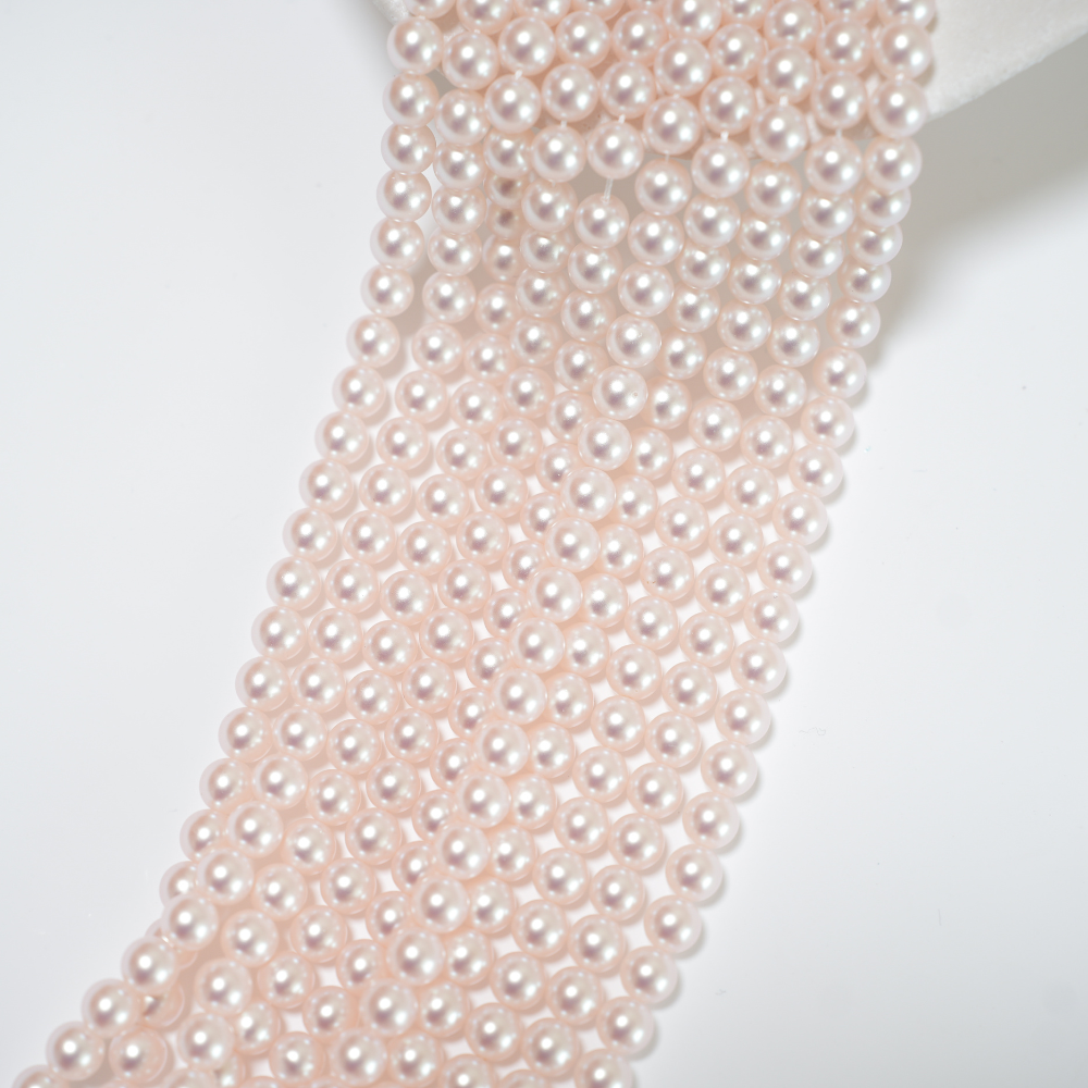 Crystal pearl,mat/6mm rund/40cm, Hel Streng - Rosaline