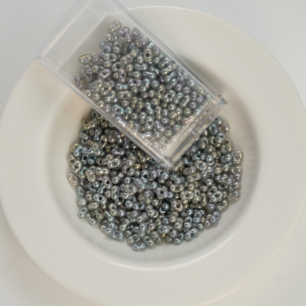 GB Jordnød Beads,Metallisk Glans Silver,ca. 2*4mm, ca. 10G, 1 æske