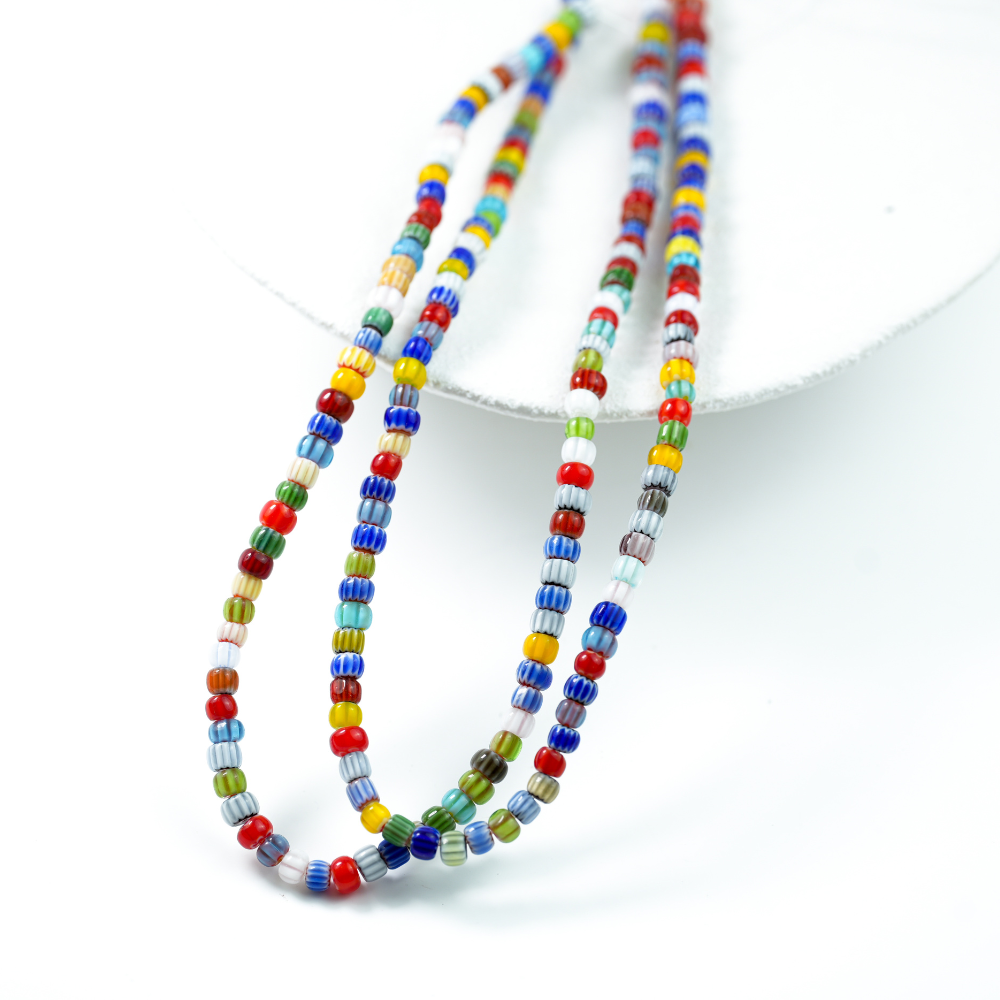 Hjul Glasperler 5*4mm/40cm - Mix