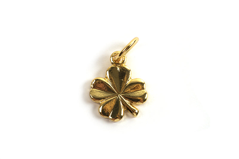 Vedhæng, firkløver, 11x8x1 mm, forgyldt med 18K guld, 1 stk.