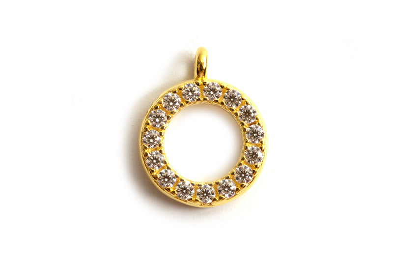 Vedhæng, ring m/zirkonia og øje, ca. 8x10 mm, FG 925s, 1 stk.