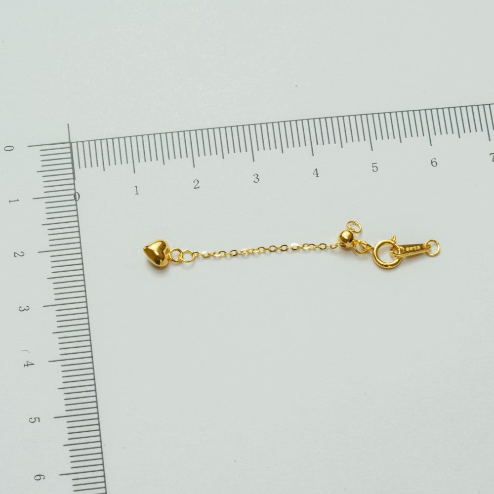 Karabin lås med forlængerkæde,Sølvbelagt, 18kt guldbelagte,1 stk