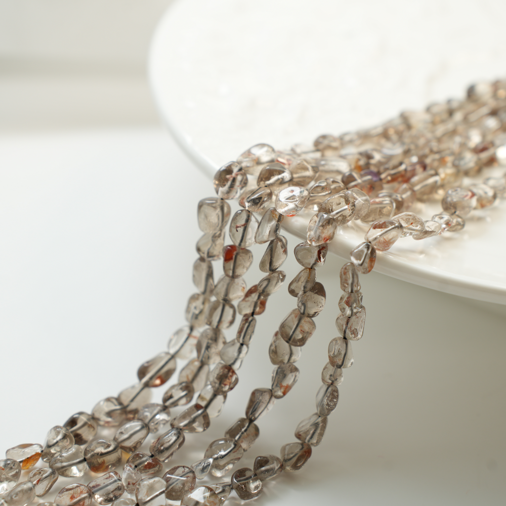 Naturlige krystalperler,5-10mm/39cm,Hel Streng - Tebrun