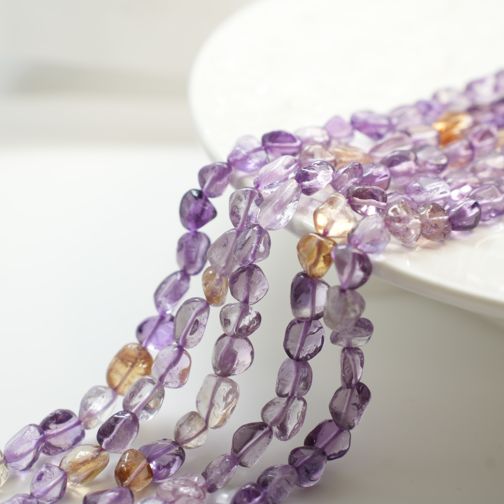 Naturlige krystalperler,8-15mm/40cm,Hel Streng - Viol