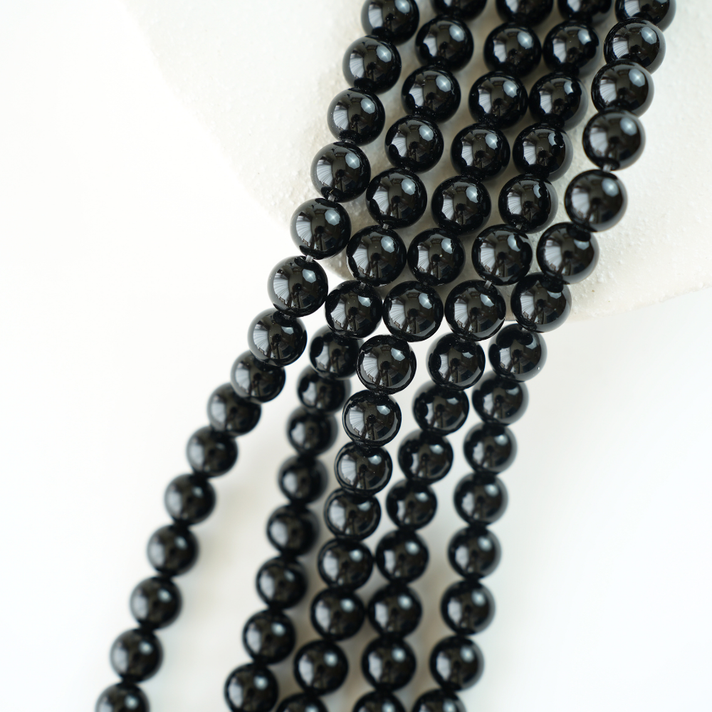 Obsidian,8mm rund,hel streng 38cm