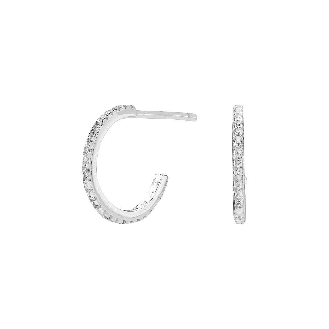 Small Zirkonia Ear Hoops Silver, sterlingsølv 925s. Creolerne måler 14 mm i diameter. et pa