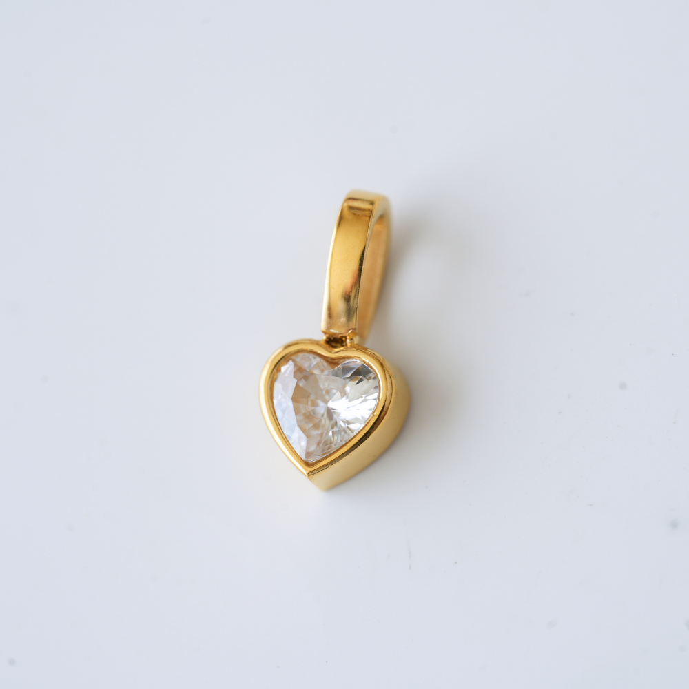 Vedhæng med zirkon,FG,11.3*5.5mm,1 stk. - Hvid