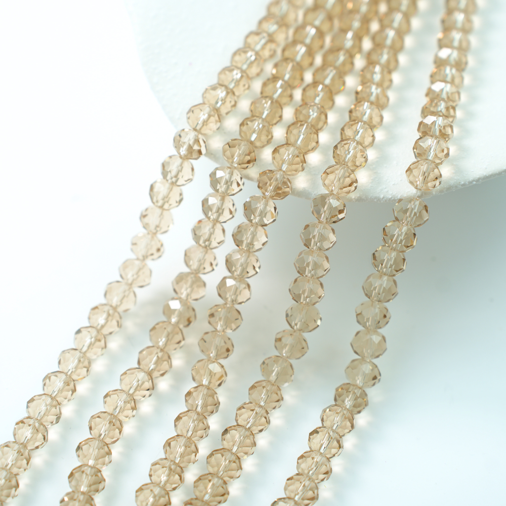 Zirkon,Diamantslebet Rund, 10*7.5mm/49cm,Hel Streng - Latte