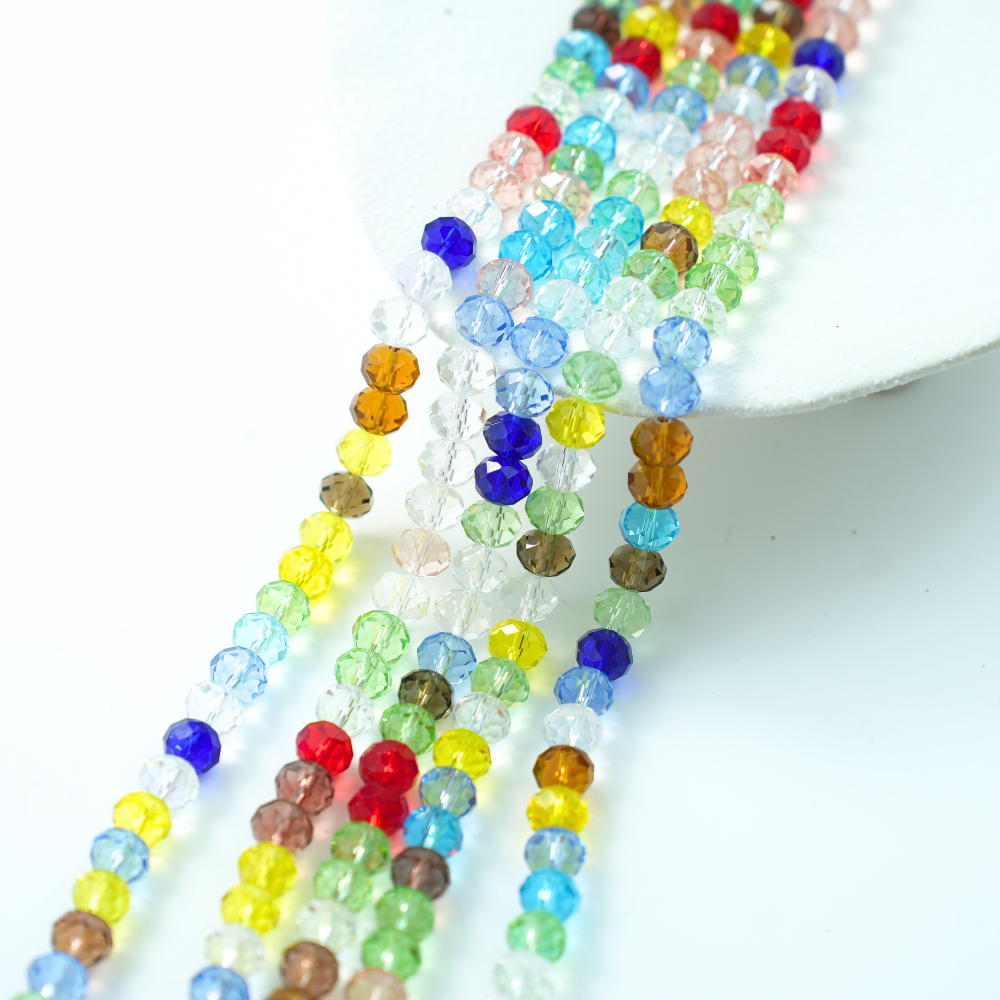 Zirkon,Diamantslebet Rund, 10*7.5mm/52cm,Hel Streng - Mix