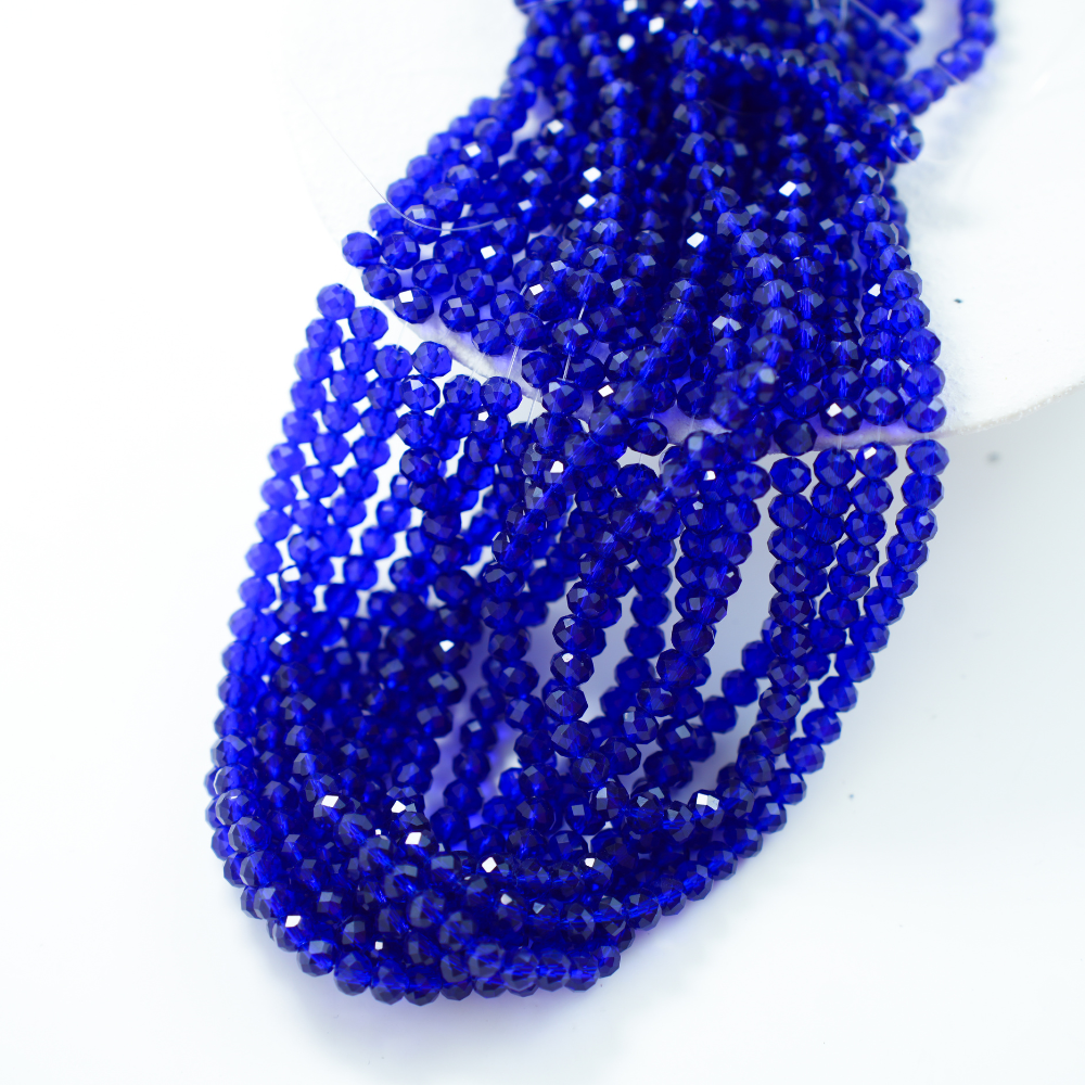 Zirkon,Diamantslebet Rund, 6*5mm/40cm,Hel Streng - Navy