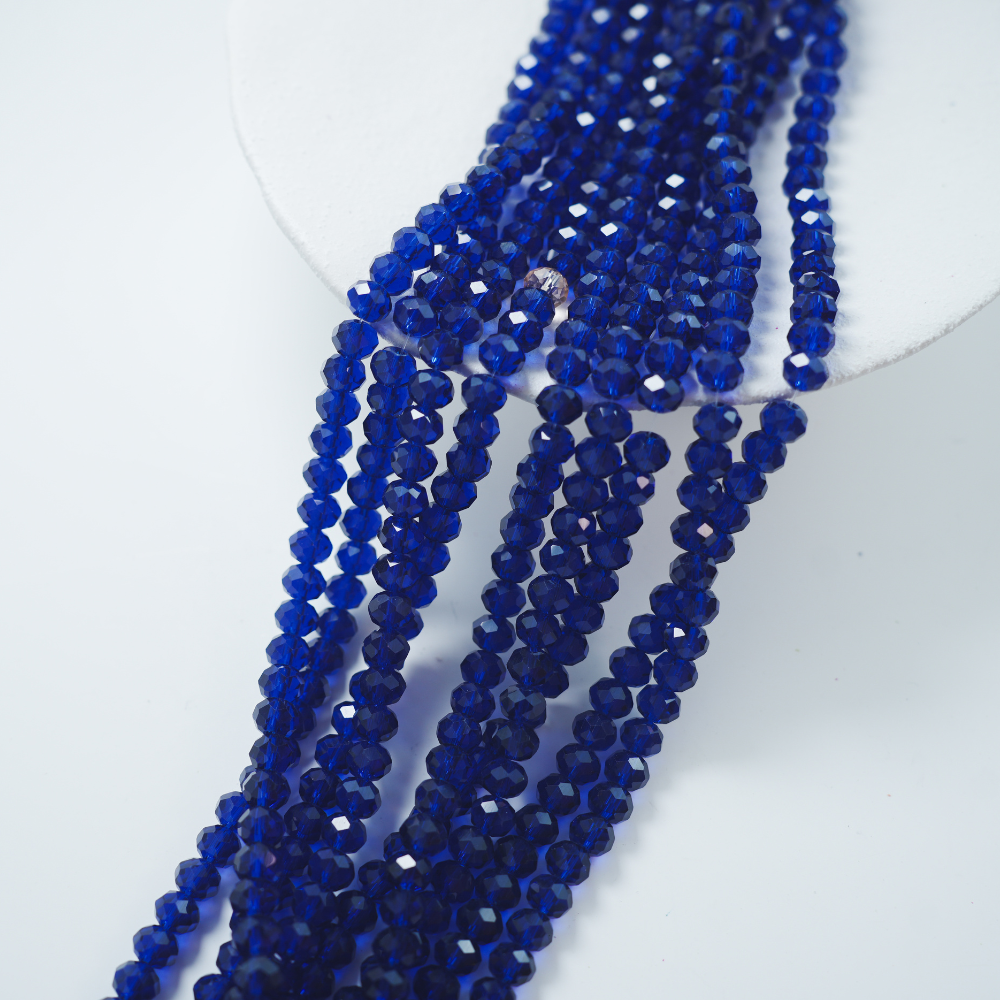 Zirkon,Diamantslebet Rund, 6*8mm/42cm,Hel Streng - Navy
