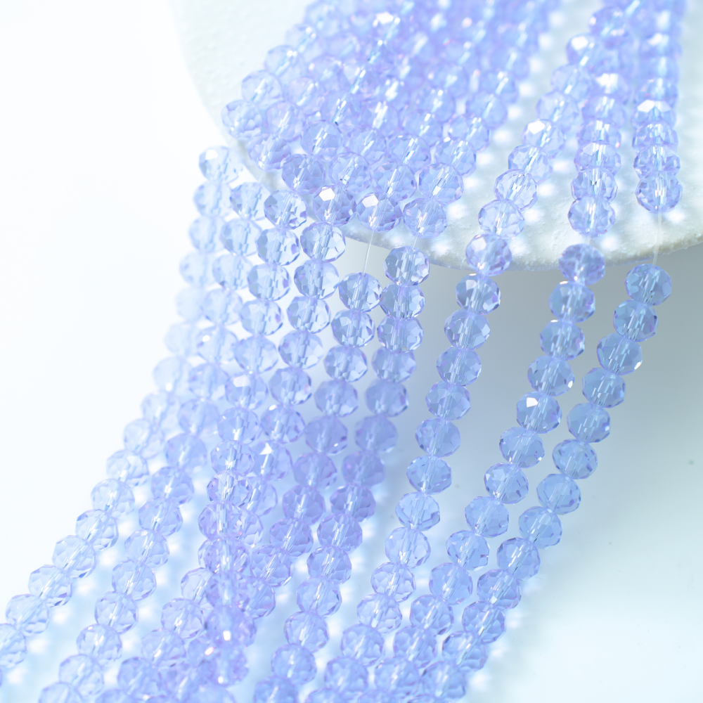 Zirkon,Diamantslebet Rund, 7.5*6.5mm/40cm,Hel Streng - lys lilla