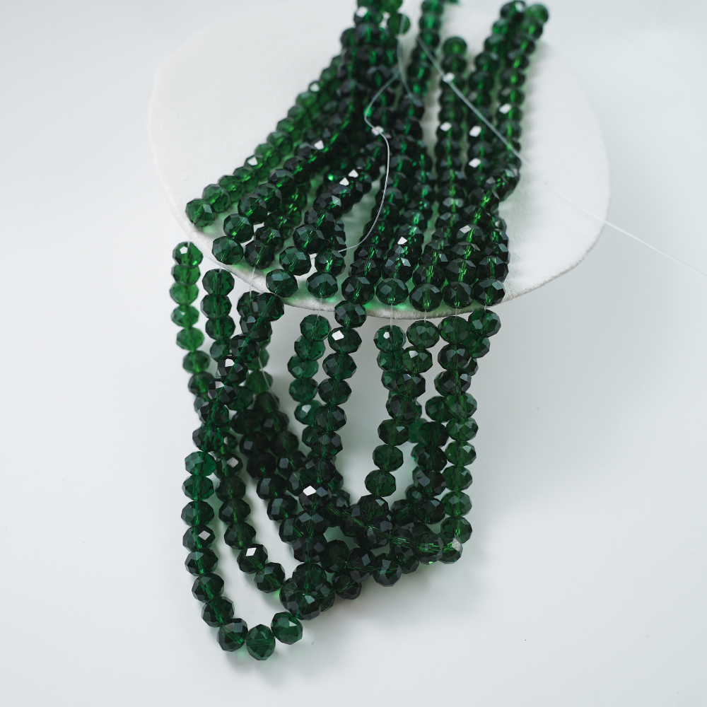 Zirkon,Diamantslebet Rund, 7.5*9.5mm/48cm,Hel Streng - Moss
