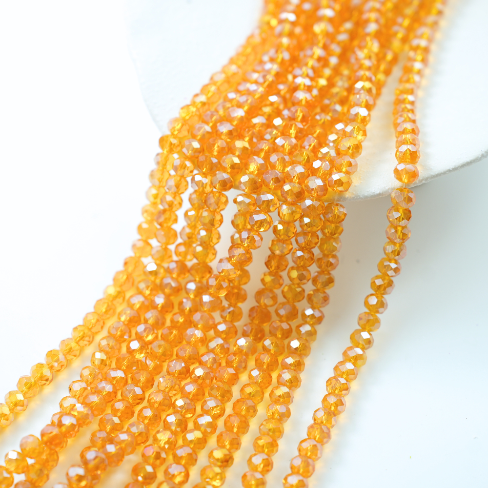 Zirkon,Diamantslebet Rund, 8*6.5mm/40cm,Hel Streng - Warm Orange