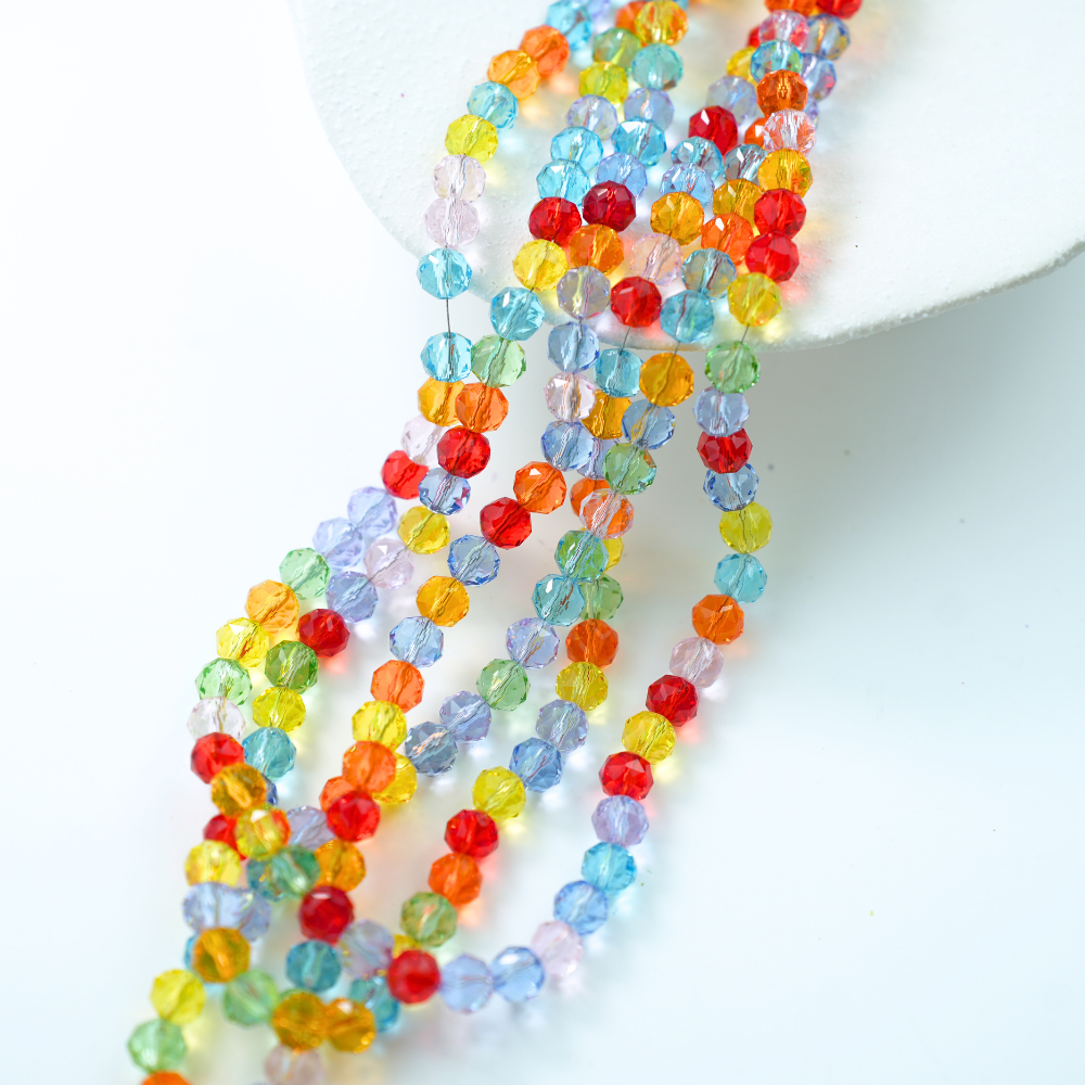 Zirkon,Diamantslebet Rund, 8*7mm/50cm,Hel Streng - Mix