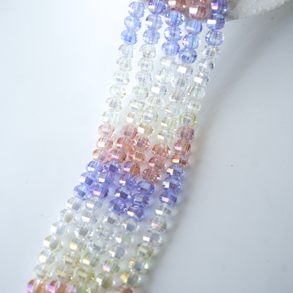 Zirkon,Diamantslebet Rund,8mm/32cm,Hel Streng - Mix2