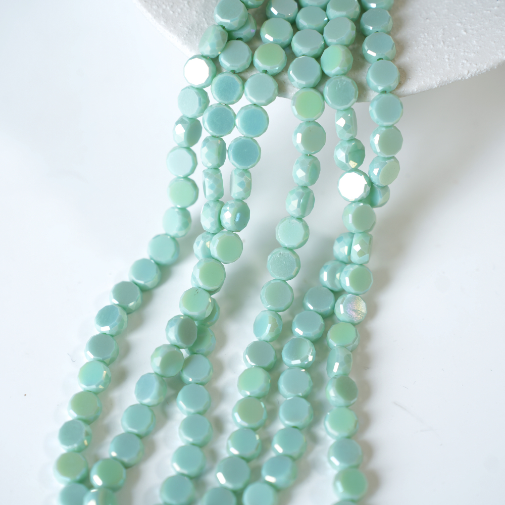 Zirkon,Facetslebne mønter, 8mm/54cm,Hel Streng - Mint