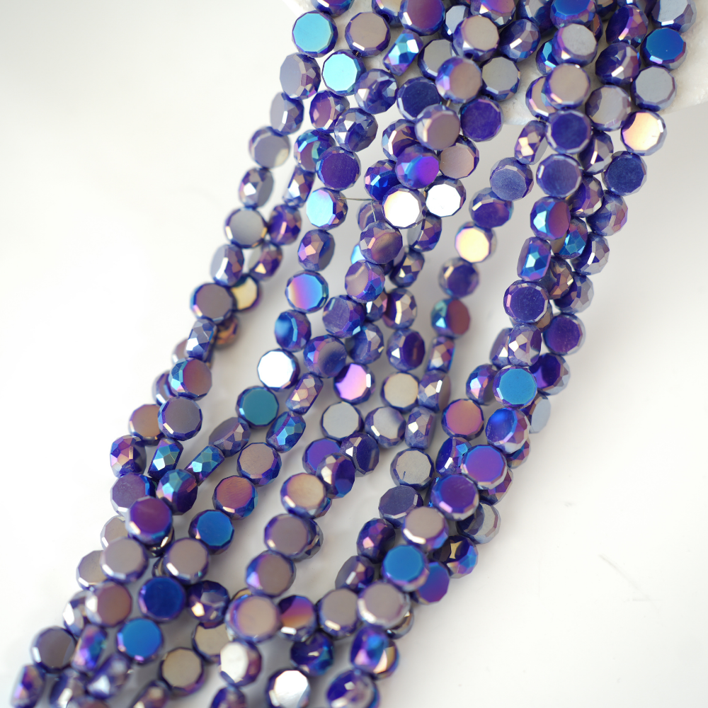 Zirkon,Facetslebne mønter, 8mm/54cm,Hel Streng - Navy