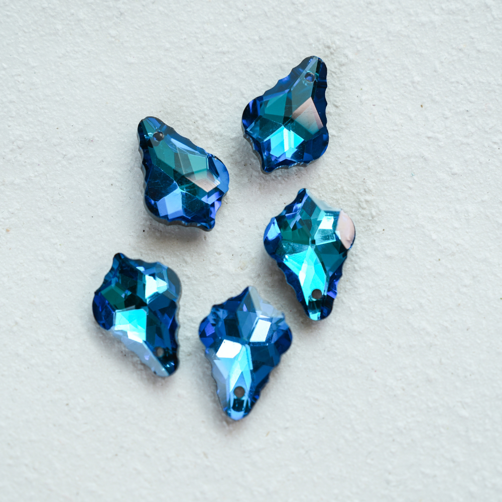 Zirkon,Iønnebladform,16*10.7mm,2 stk. - Navy