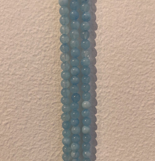 Aquamarin, rund, ca. 4-5 mm, 1 streng