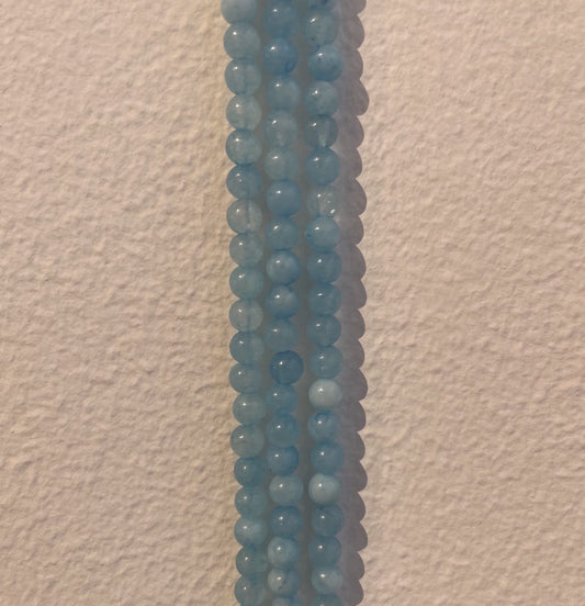 Aquamarin, rund, ca. 4-5 mm, 1 streng