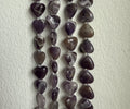 Amethyst, hjerte, ca. 14x15 mm, 1 streng