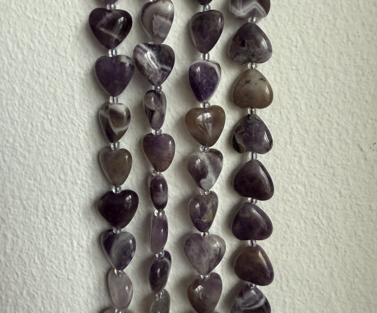 Amethyst, hjerte, ca. 14x15 mm, 1 streng