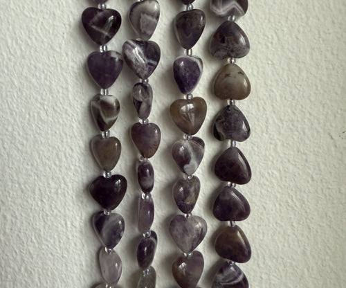 Amethyst, hjerte, ca. 14x15 mm, 1 streng