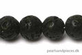 Lavasten, rund, blank, sort, 10 mm, 1 streng