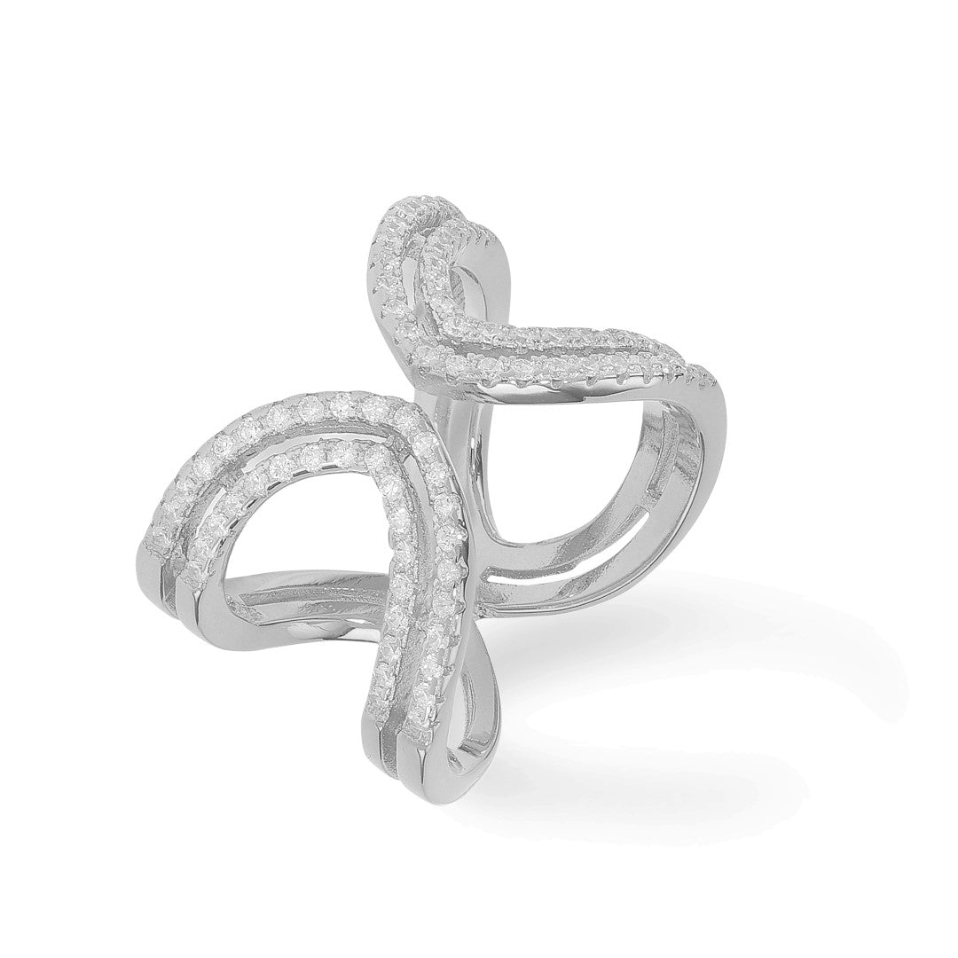 Double Ring Zirkonia Silver
