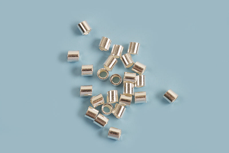 Klemøjer, tube, 2x2 mm, 925s, ca. 25 stk.