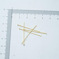 30mm guldfarvede perlestave med fladt hovede, Sølvbelagt, 18kt guldbelagte,4 stk