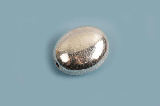 Perle, oval buttet, ca. 16x12 mm, 830s, 1 stk.