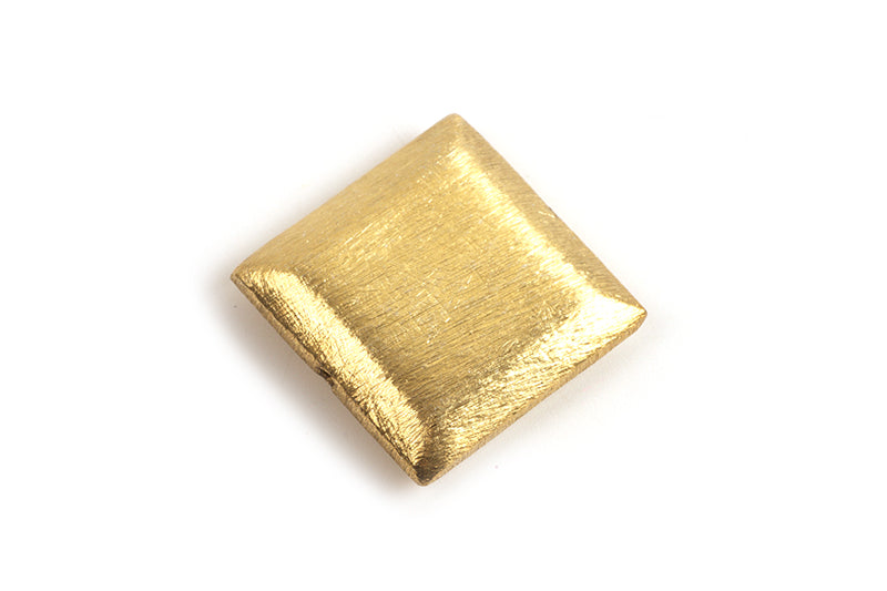 Perle, firkant, børstet, ca. 22x22x6 mm, FG 925s, 1 stk.