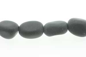 Sort onyx, nugget, mat, 15x10 mm, 1 streng