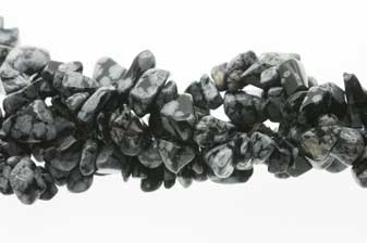 Snowflake Obsidian, chips, 1 streng ca. 90 cm.