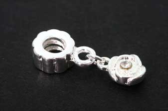 Mellemperle m/rose, FS, ca. 8x22 mm, 1 stk.